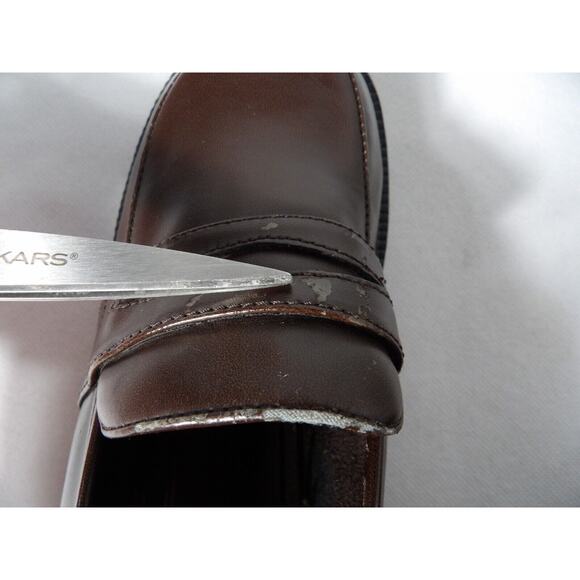 Vintage Mudd Penny Loafer Heels Chunky Sz 8 Amsden Shoe Y2K 90s Brown Block READ - Picture 10 of 16